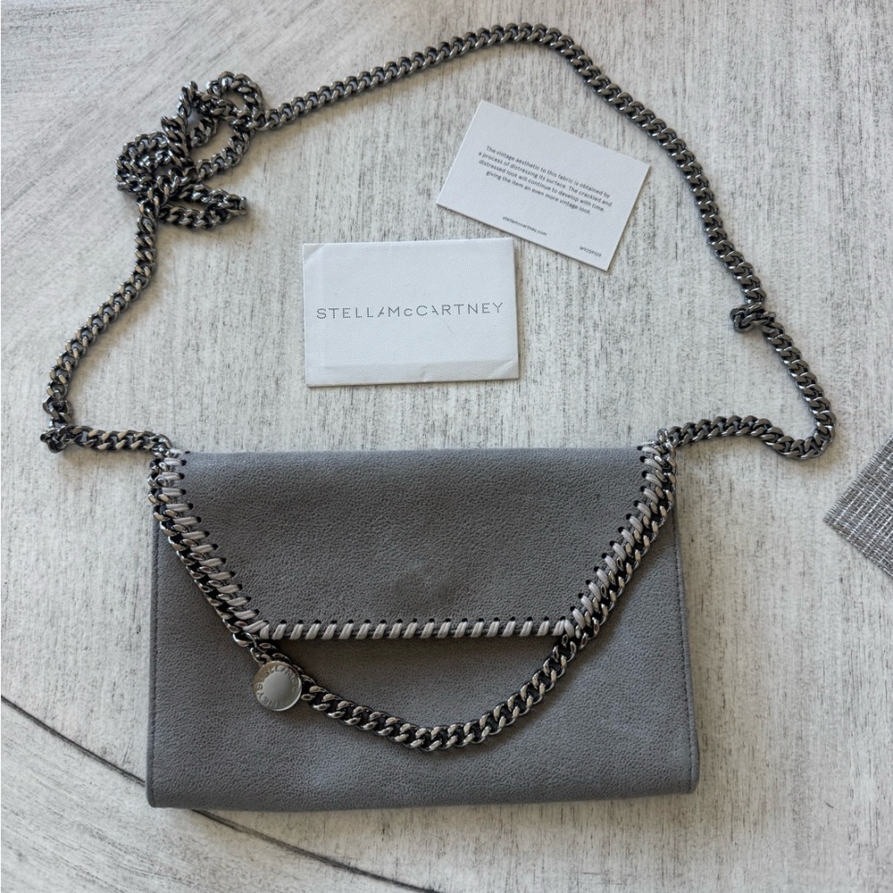 Stella McCartney Gray Clutch with Silver Chain